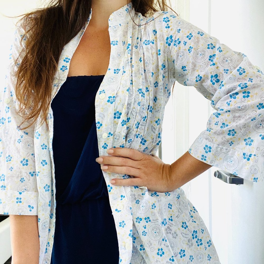 Nain Flower Buttoned Tunic Long Top